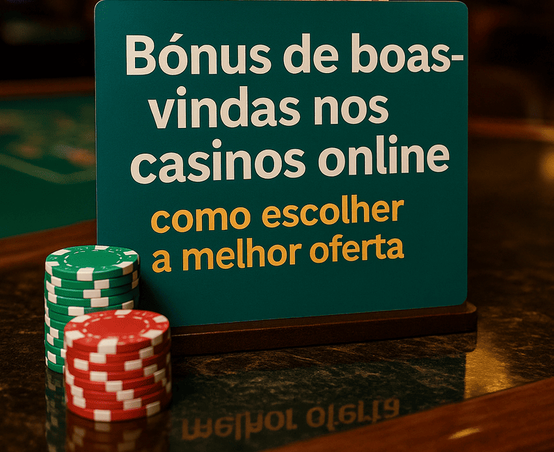 Bónus de boas vindas nos casinos online com fichas e notas de euro sobre a mesa, oferta para novos jogadores